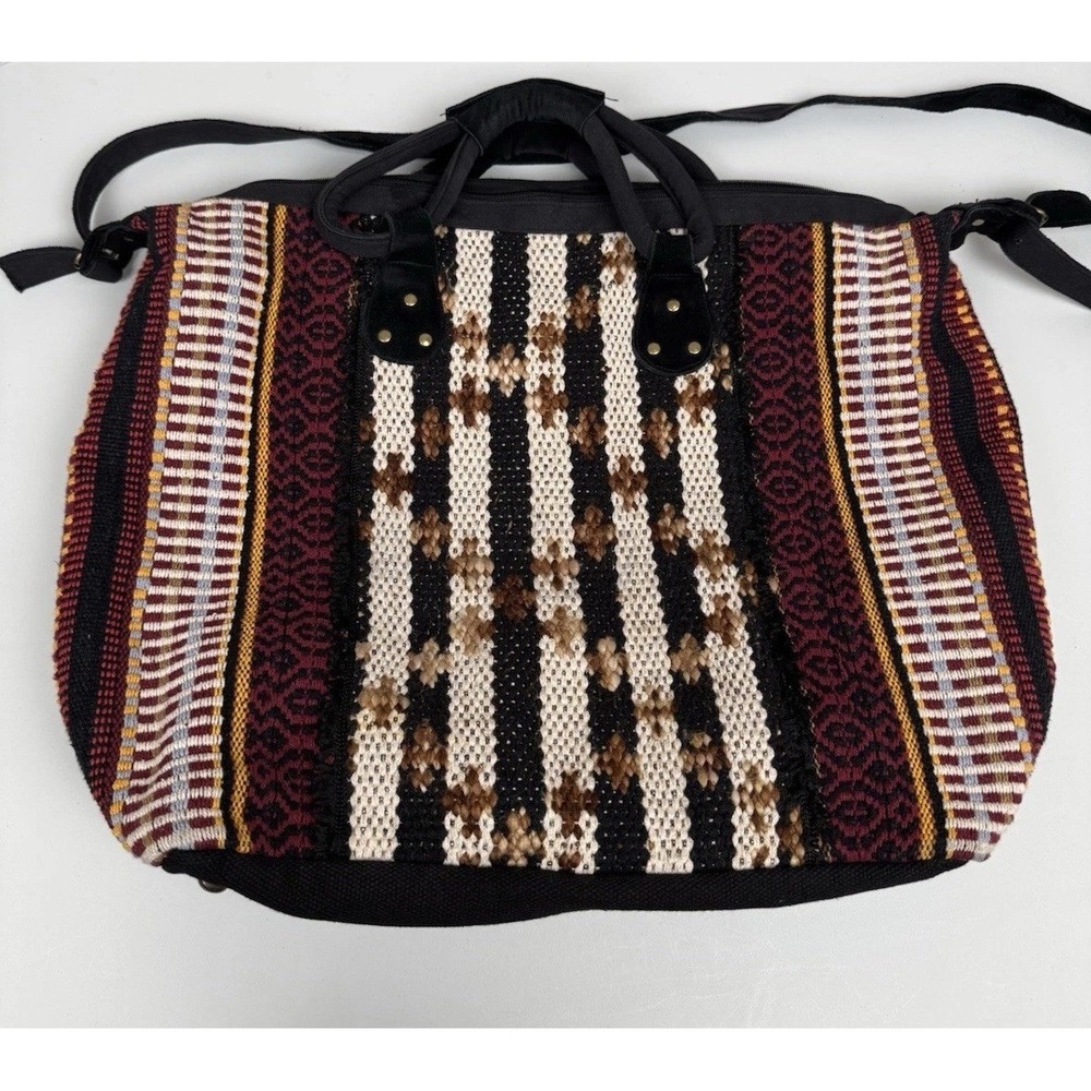 Panache Southwestern Woven Tote Bag w/ Strap Aztec Boho Hippie  Tweed Beads